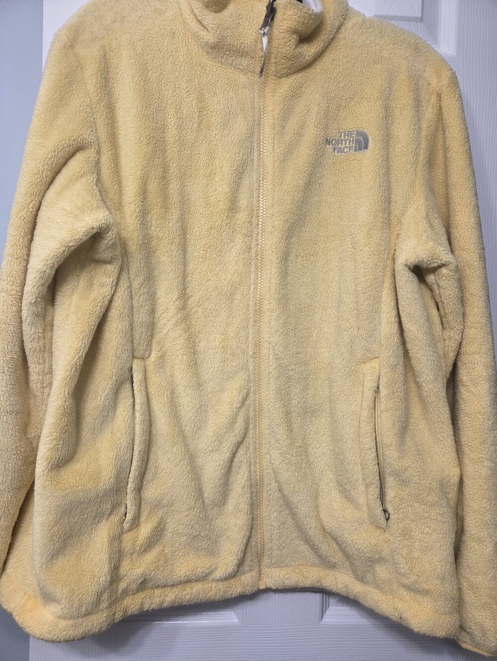 The North Face Women's XL Yellow Teddy Fleece Jacket Zipper Closure Fall Time